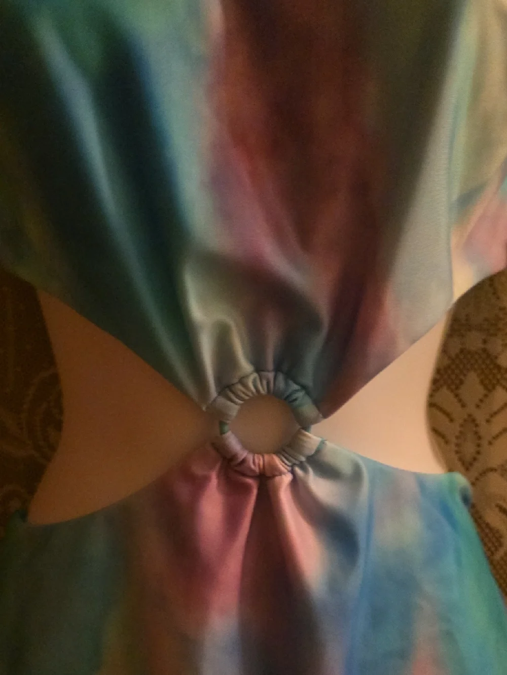 New Thereabouts Girls Size 18 1/2 Blue Green Tie Dye‎ One Piece Bathing Swimsuit